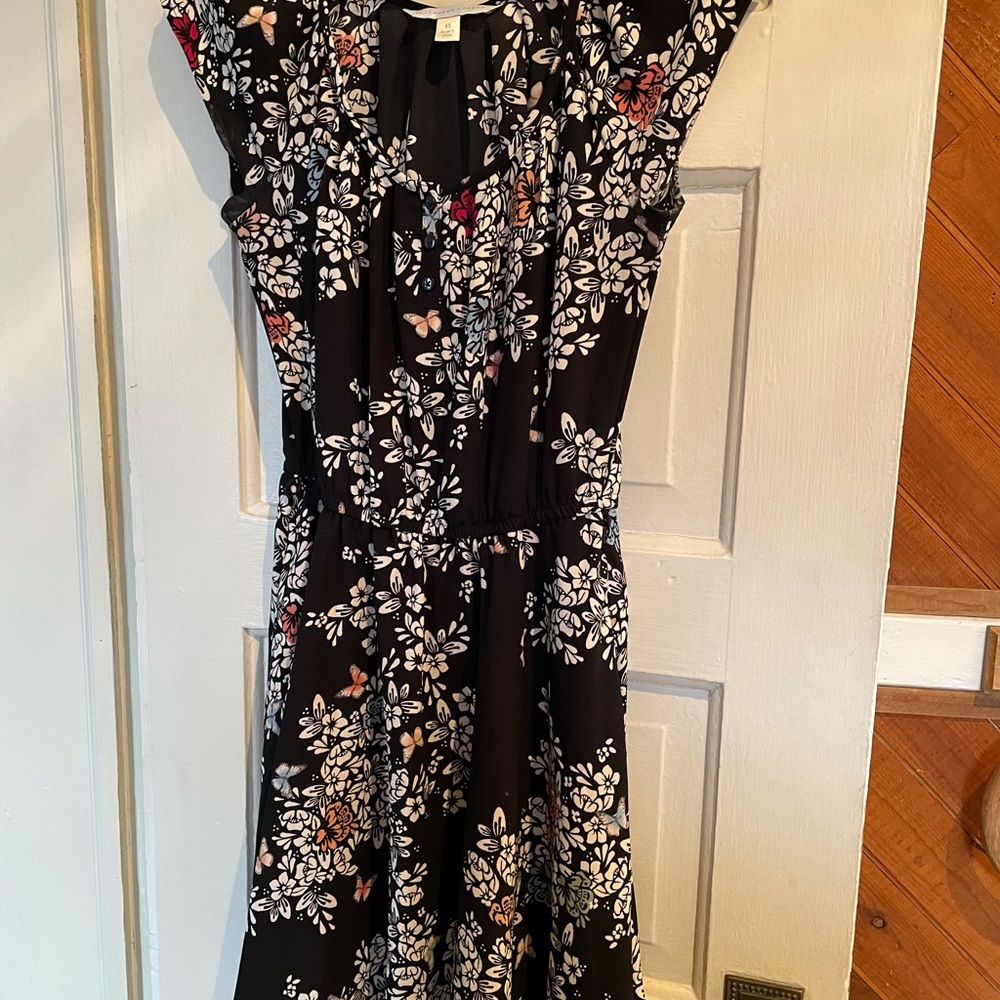 LC black floral dress XS